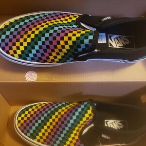 Vans Classic Slip-On Checkerboard Flats in Multicolor